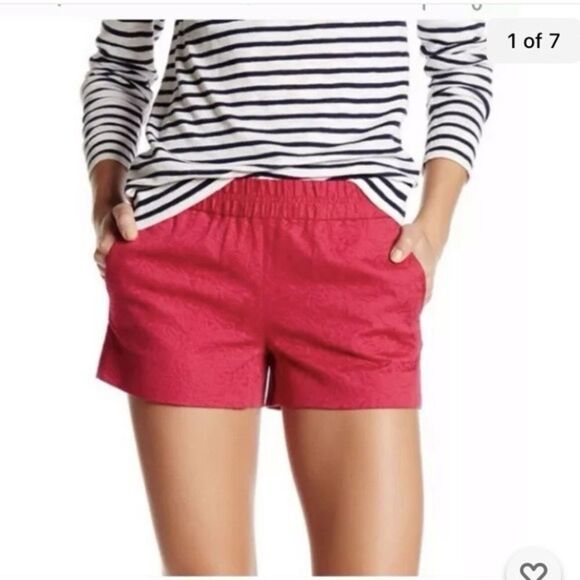 J Crew Pull On Boardwalk Jacquard Shorts  in Hot Pink size 8 - Picture 1 of 4